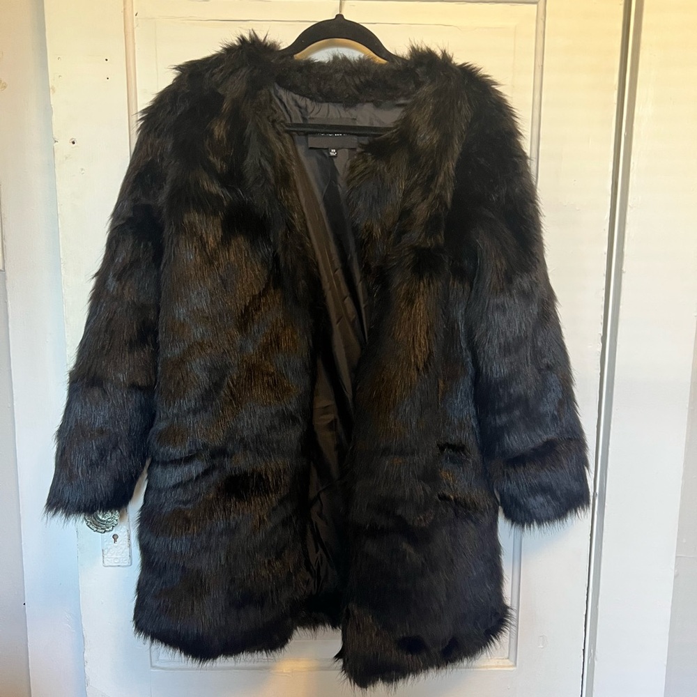 Fashion Nova Luxe Black Faux Fur Teddy Jacket